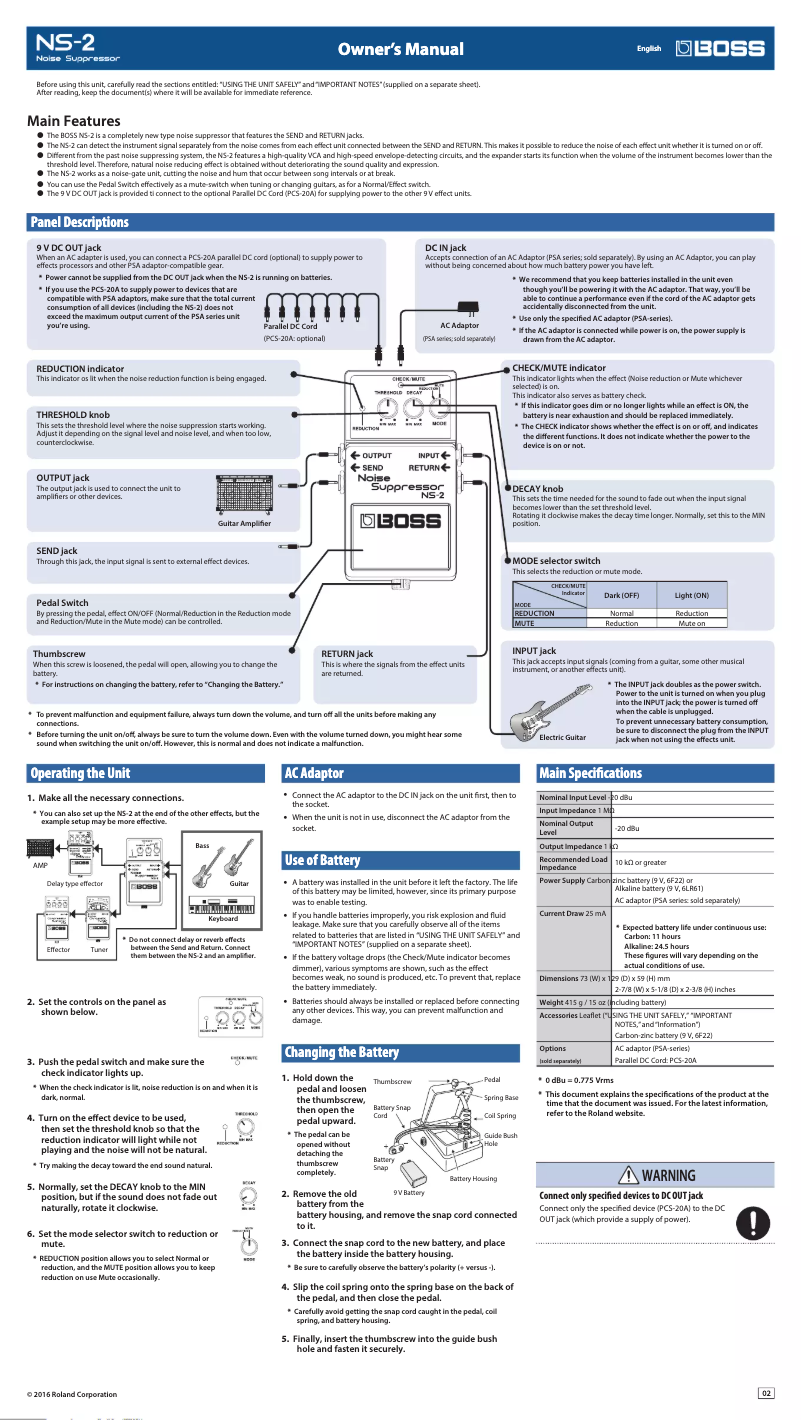 Image de la première page du manuel de l'appareil NS-2