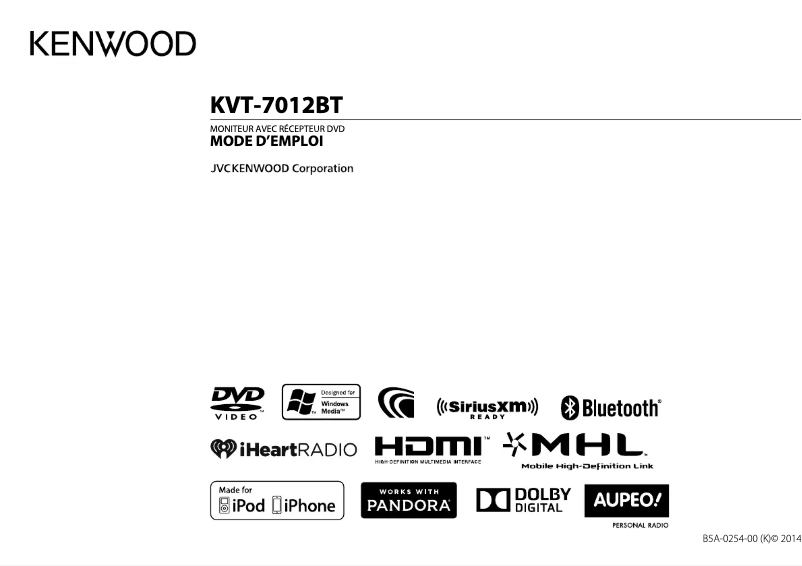 Página 1 del manual Manual de usuario Kenwood KVT-7012BT