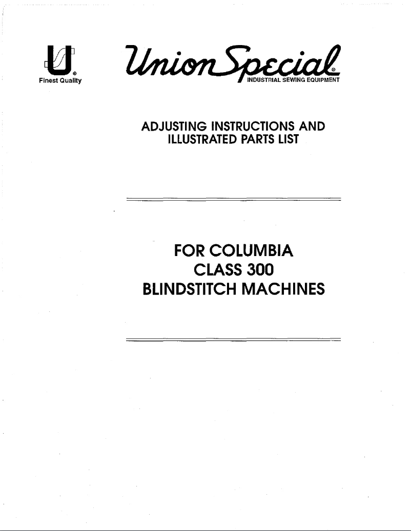 Page n°1 - Manuel utilisateur Union Special Columbia 300-20
