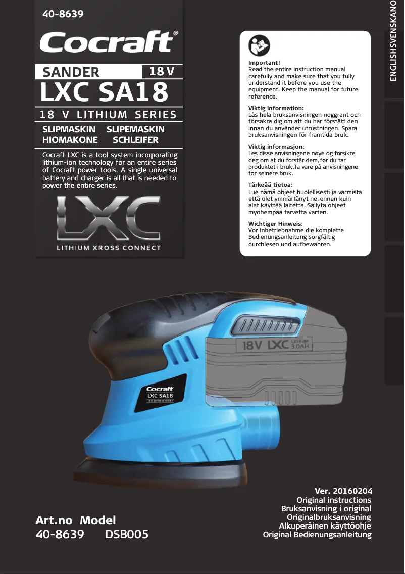 Image de la première page du manuel de l'appareil LXC SA18