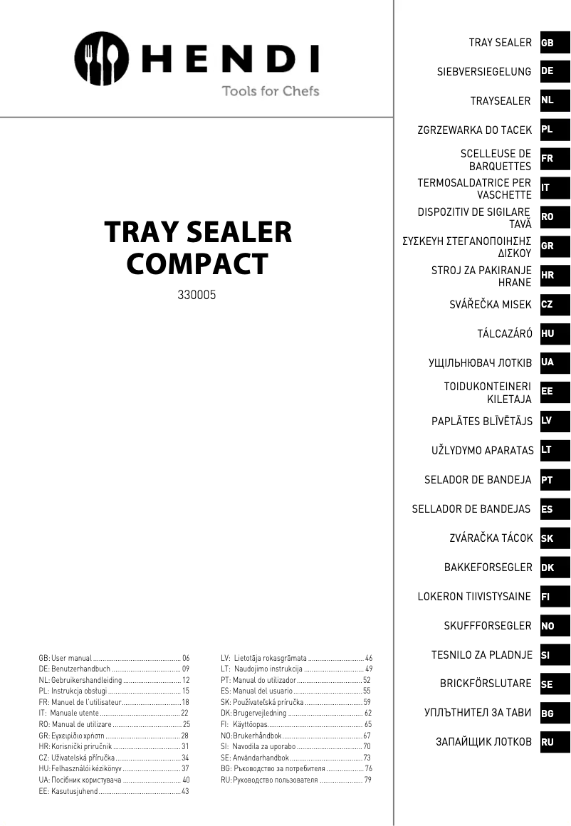 Page 1 de la notice Manuel utilisateur Hendi 330005