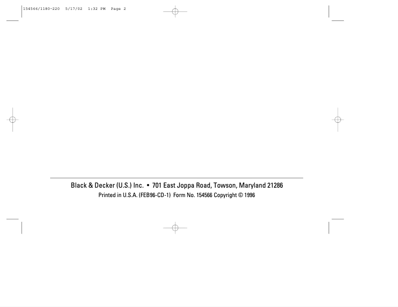 Page 1 de la notice Manuel utilisateur Black & Decker 1180