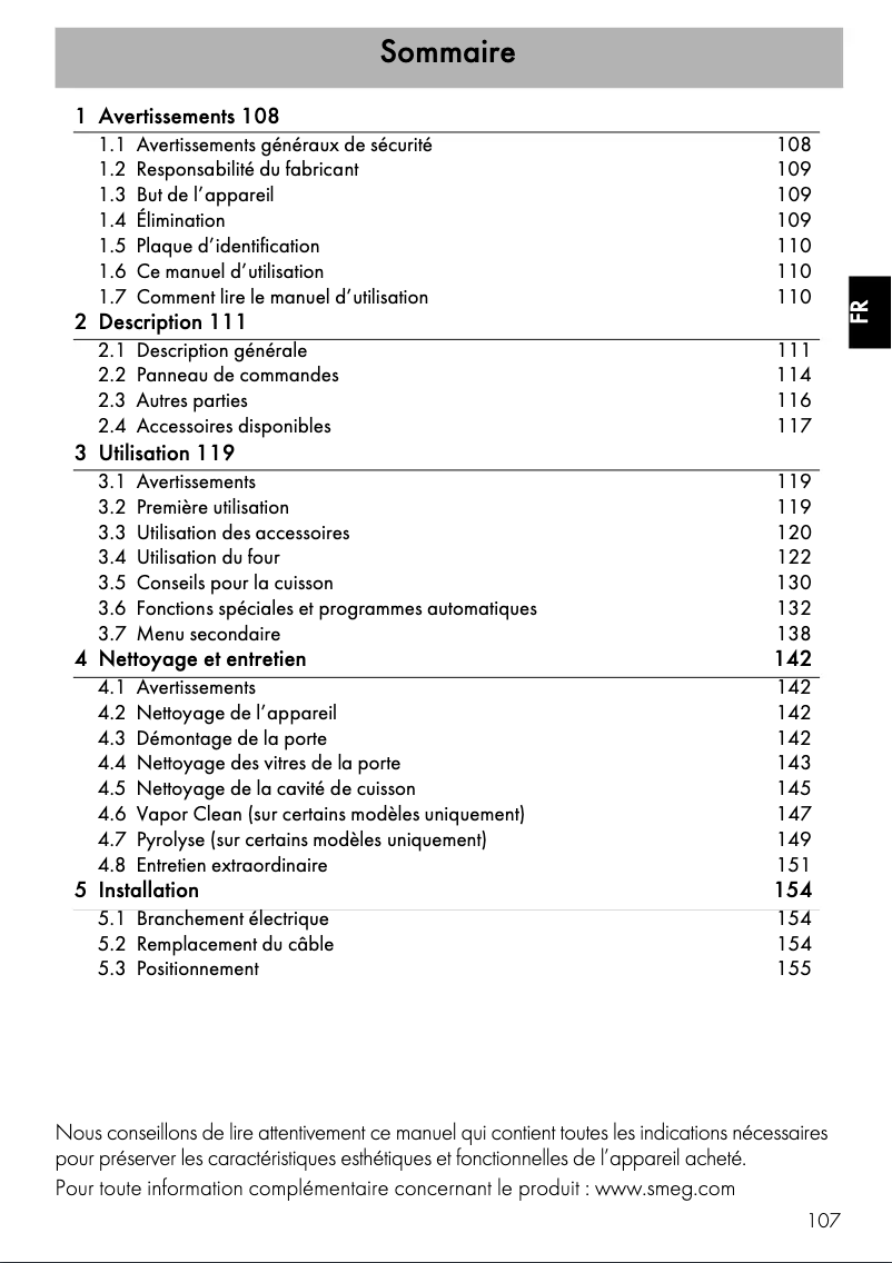 Página 1 del manual Manual de usuario Smeg SFP125E