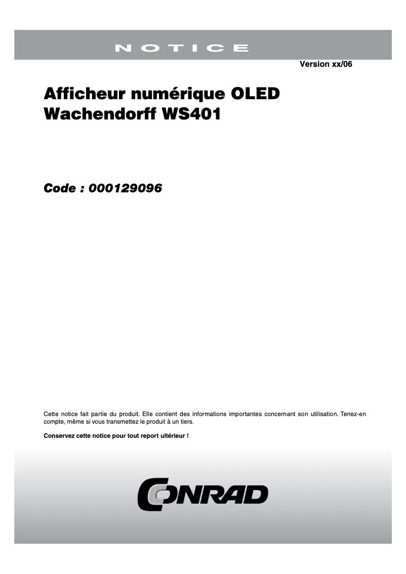 Page 1 de la notice Manuel utilisateur Wachendorff S401-L