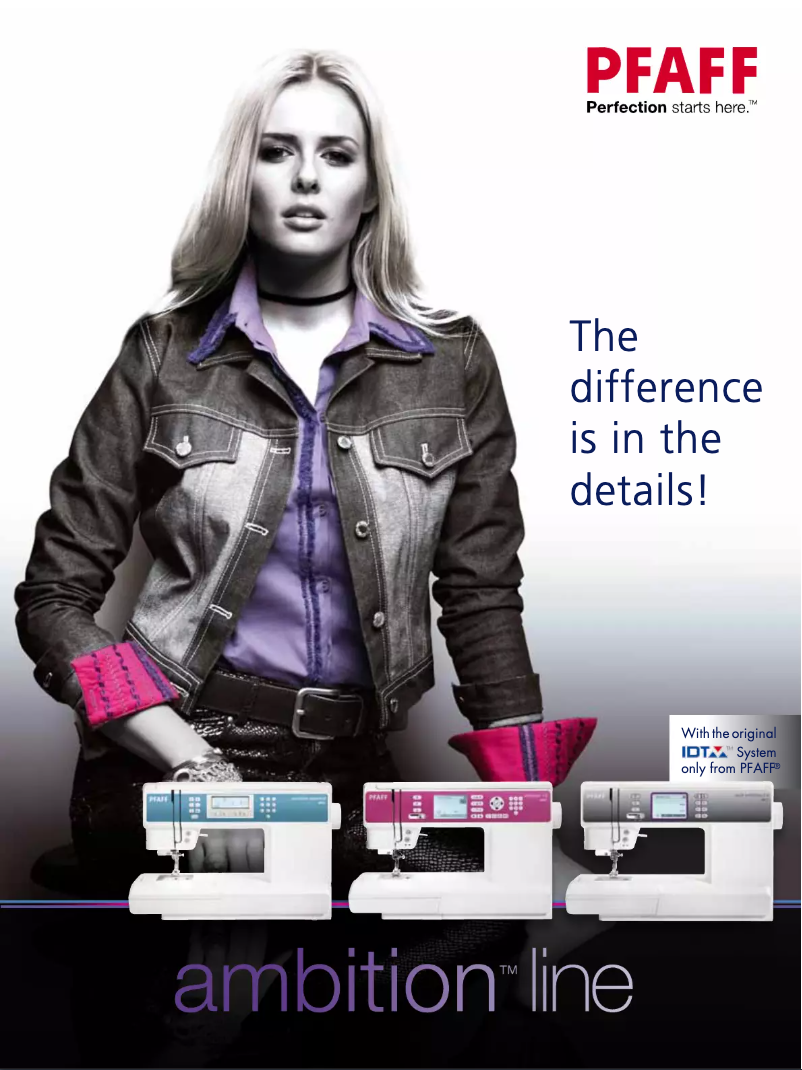 Page 1 de la notice Brochure Pfaff Quilt Ambition 2.0