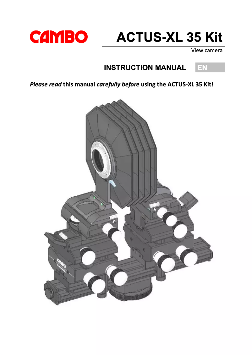 Página 1 del manual Manual de usuario Cambo Actus-XL 35 Kit
