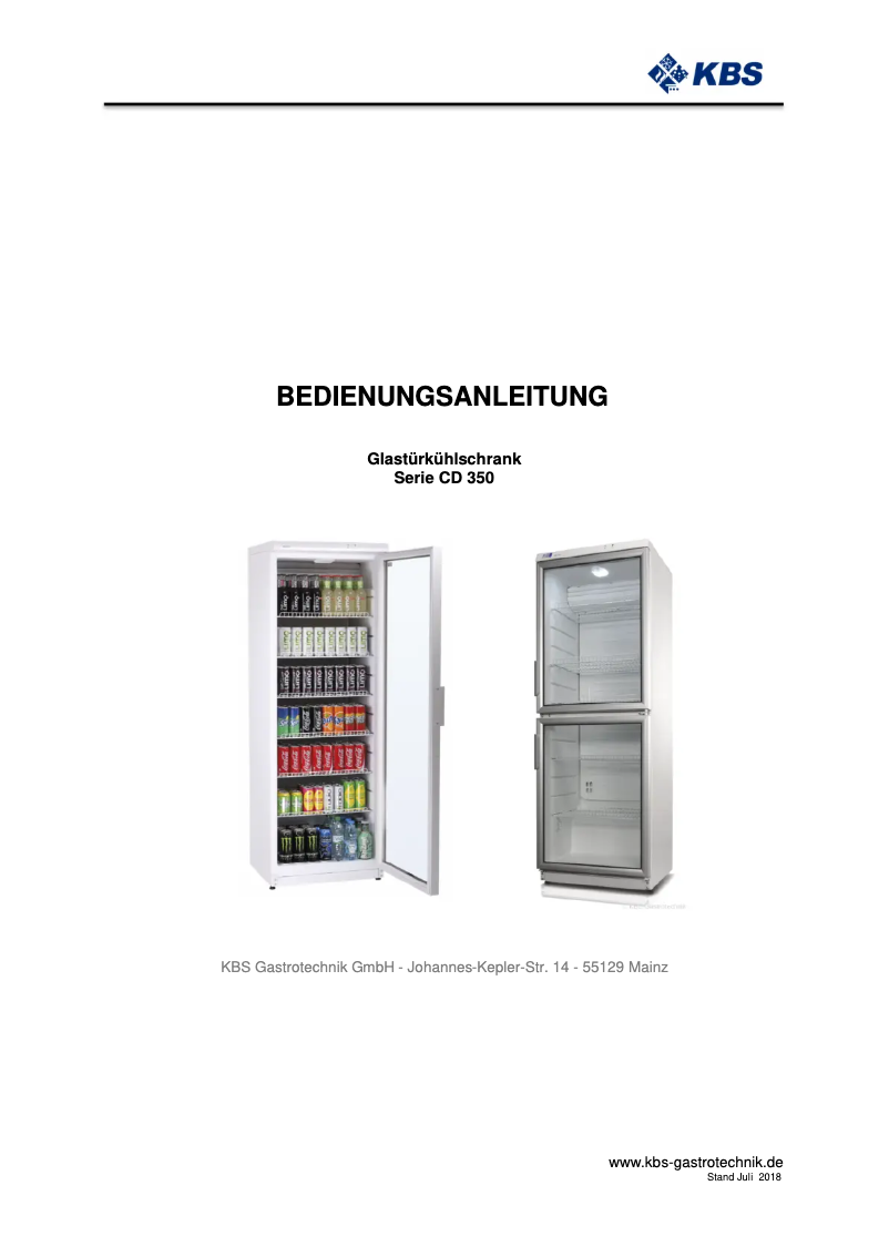 Page n°1 - Manuel utilisateur KBS CD 350