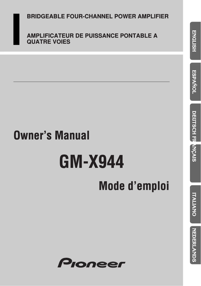 Page n°1 - Manuel utilisateur Pioneer GM-X944