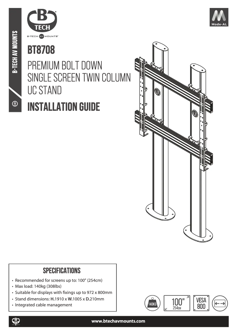 Page n°1 - Manuel utilisateur B-Tech BT8708