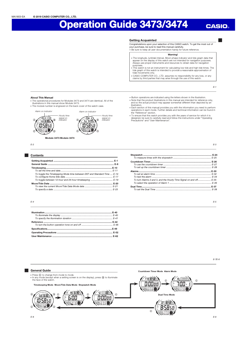 Page 1 de la notice Manuel utilisateur Casio WS-1100H-4AVEF