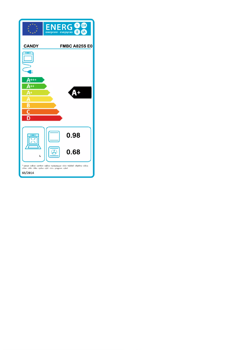 Page n°1 - Label énergétique Candy FMBC A825S E0