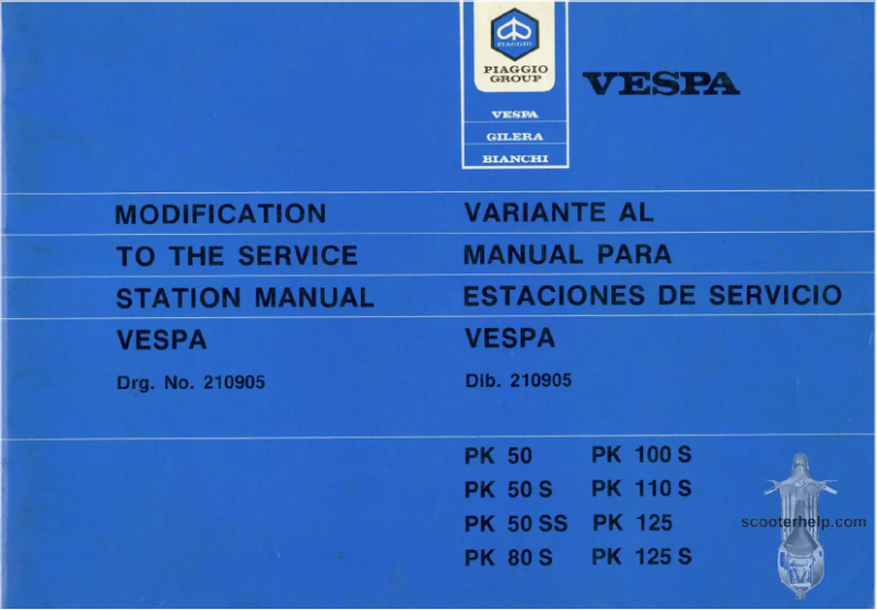 Page 1 de la notice Manuel utilisateur Vespa PK 50 S