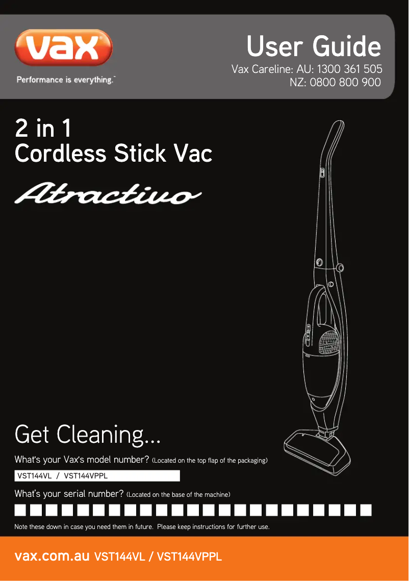 Image de la première page du manuel de l'appareil Atractivo VST144VL