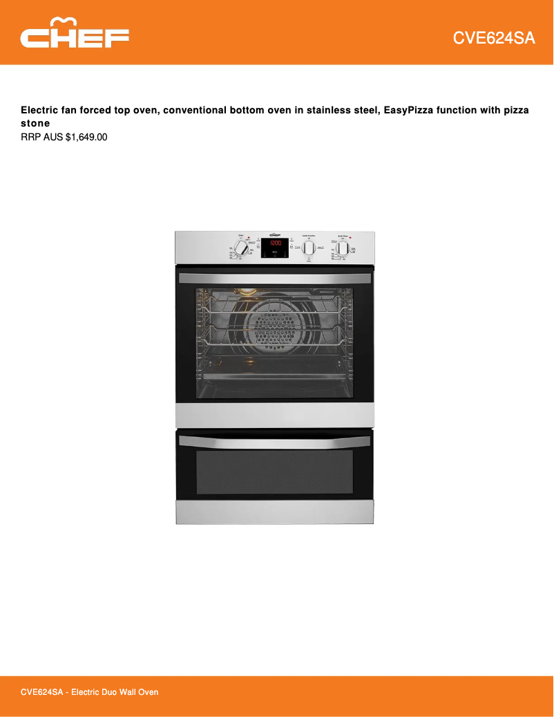 Page 1 de la notice Fiche technique Chef CVE624SA