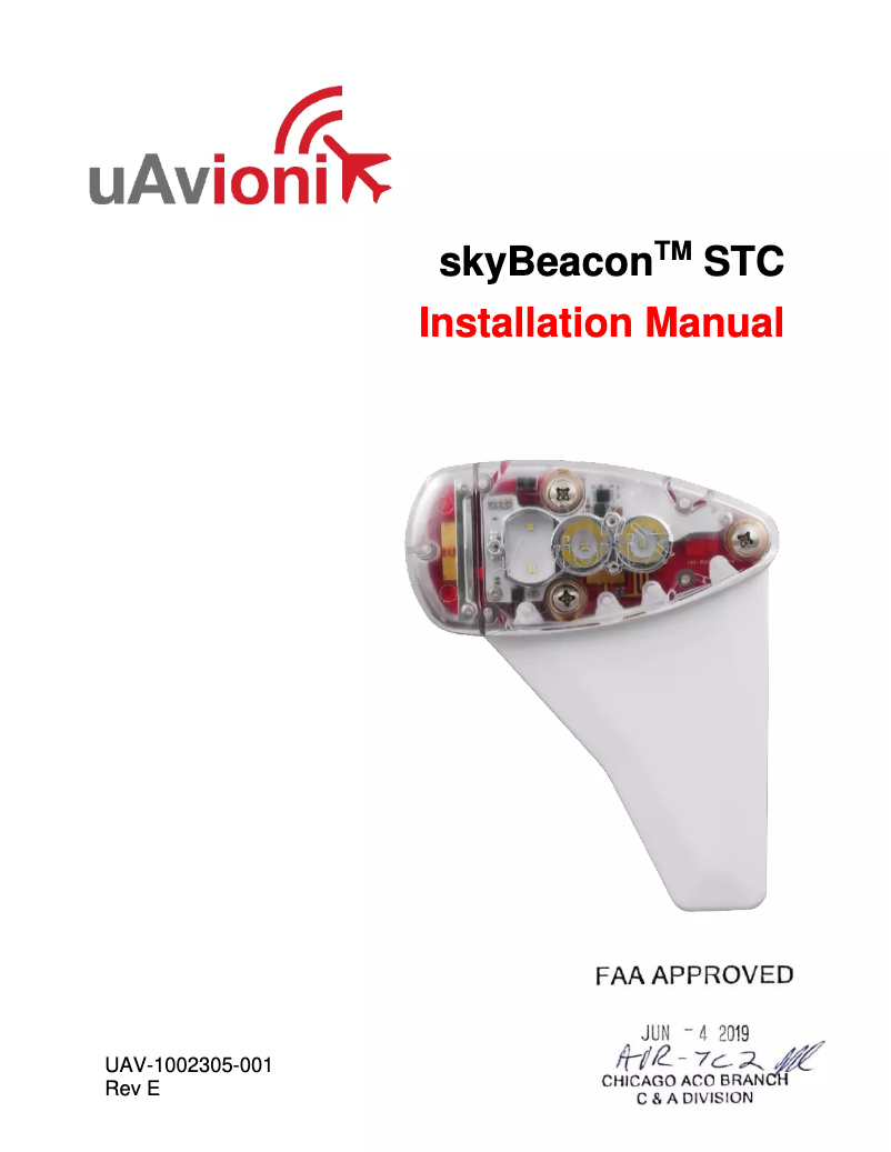 Page n°1 - Guide d'installation uAvionix skyBeacon TSO