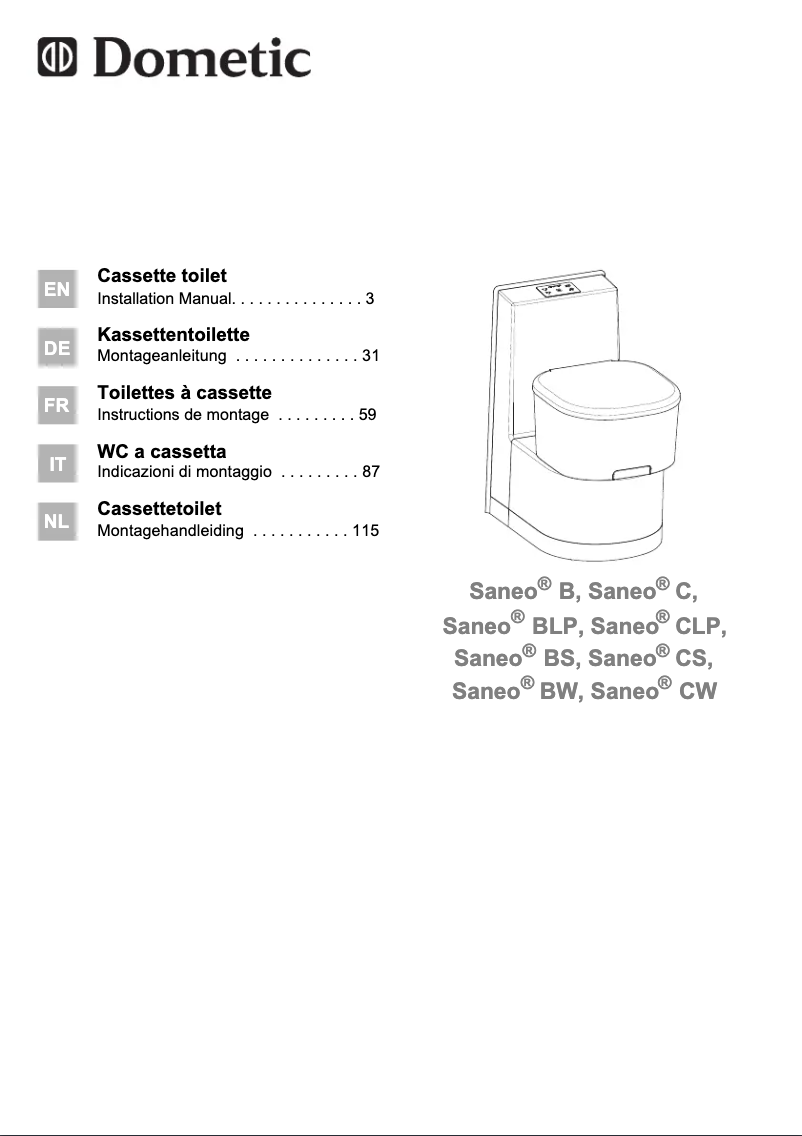 Page 1 de la notice Manuel utilisateur Dometic Saneo CLP