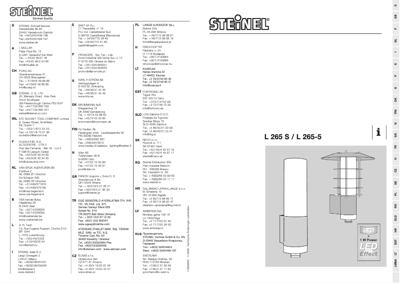Page 1 of the manual User Manual Steinel Für L 265 S