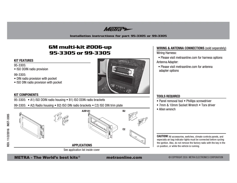 Page n°1 - Mode d'emploi Metra 99-3305