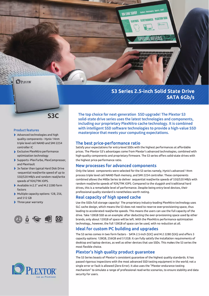 Page 1 de la notice Manuel utilisateur Plextor S3C