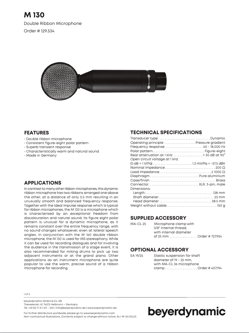 Image de la première page du manuel de l'appareil M 130