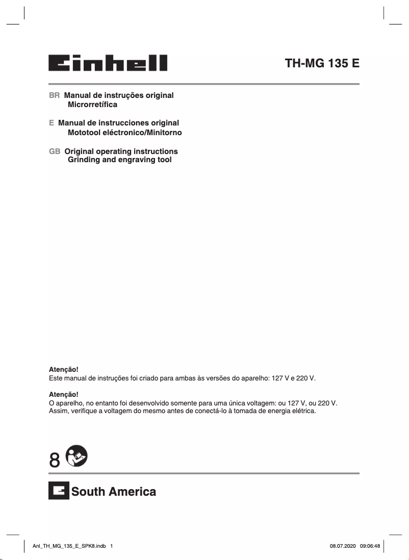 Page 1 de la notice Manuel utilisateur Einhell TH-MG 135 E