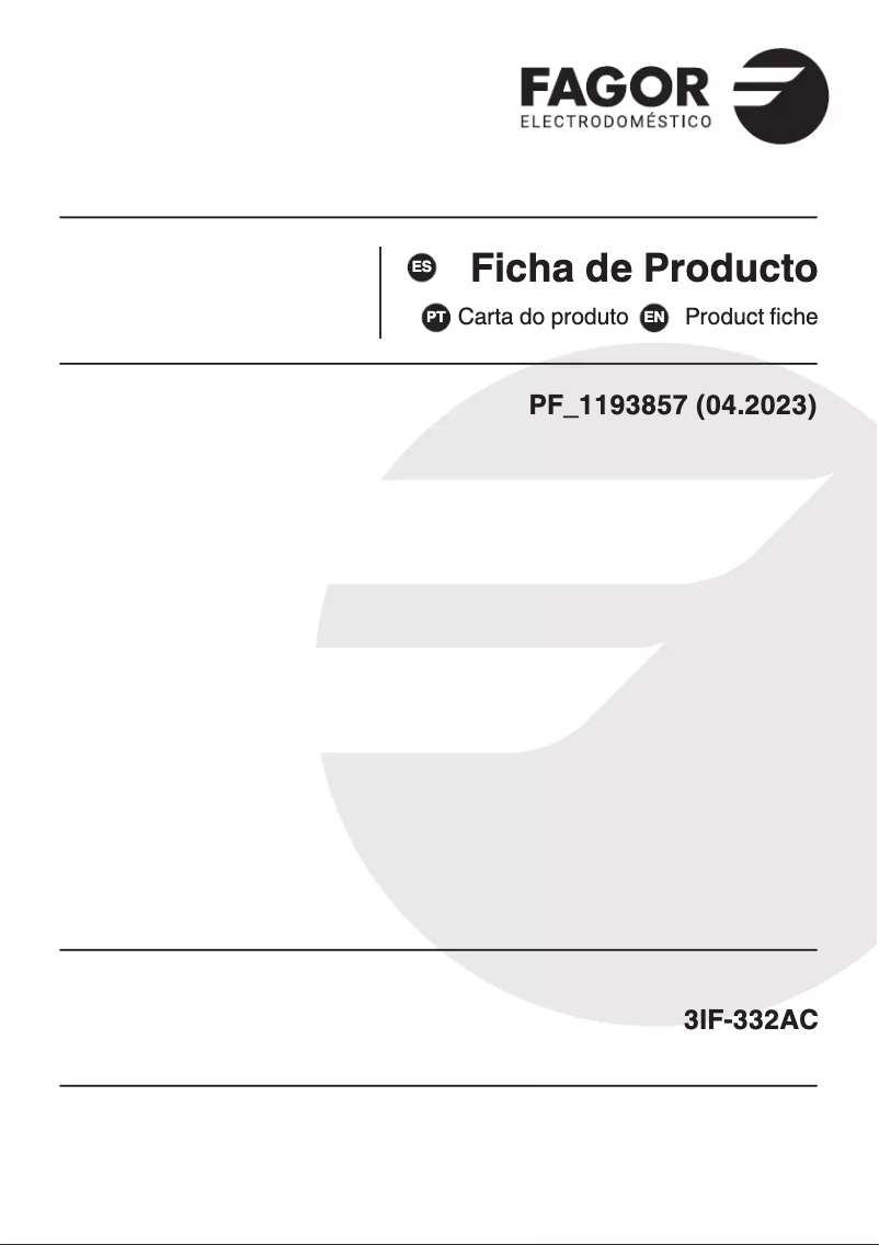 Page 1 de la notice Fiche technique Fagor 3IF-332AC