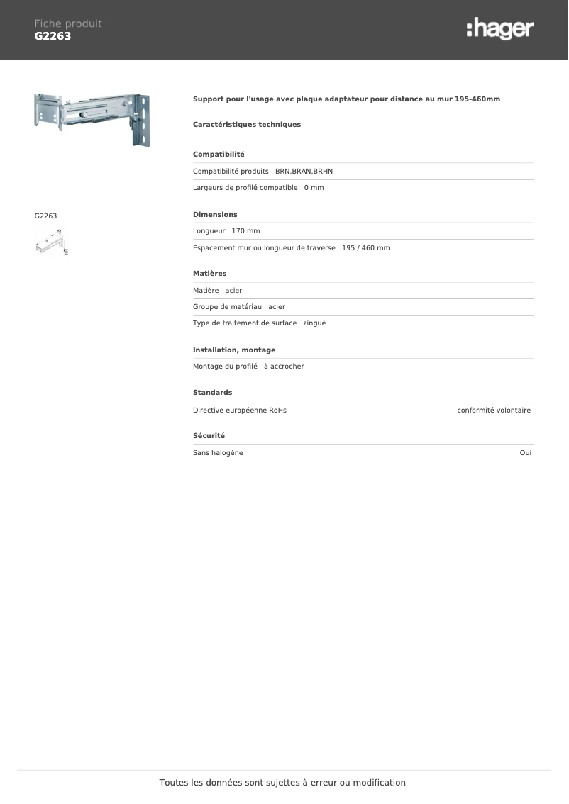 Page n°1 - Manuel utilisateur Hager G2263