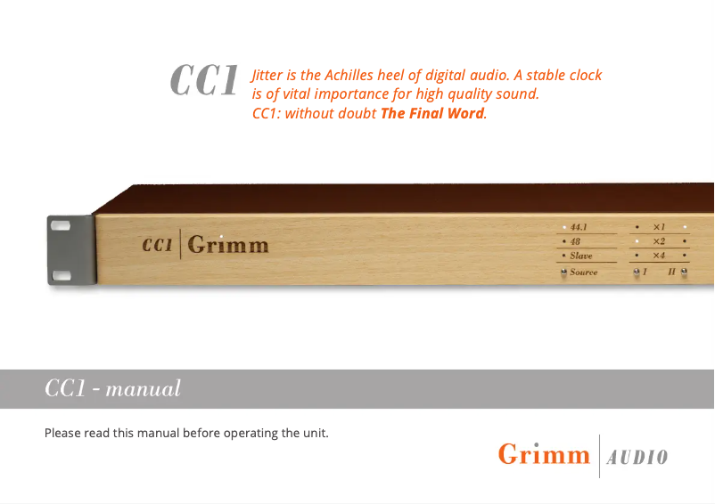 Page n°1 - Manuel utilisateur Grimm Audio CC1