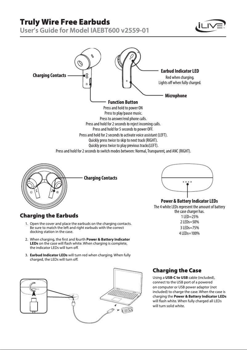 Page 1 de la notice Manuel utilisateur iLive IAEBT600