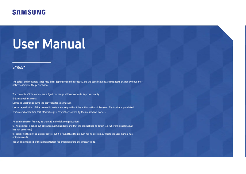 Page 1 de la notice Manuel utilisateur Samsung LS27R650FD