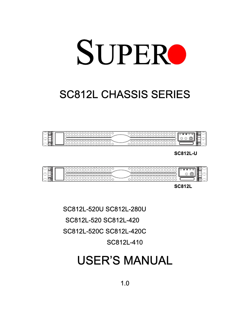 Page 1 of the manual User Manual Supermicro SuperChassis SC812L-520CB