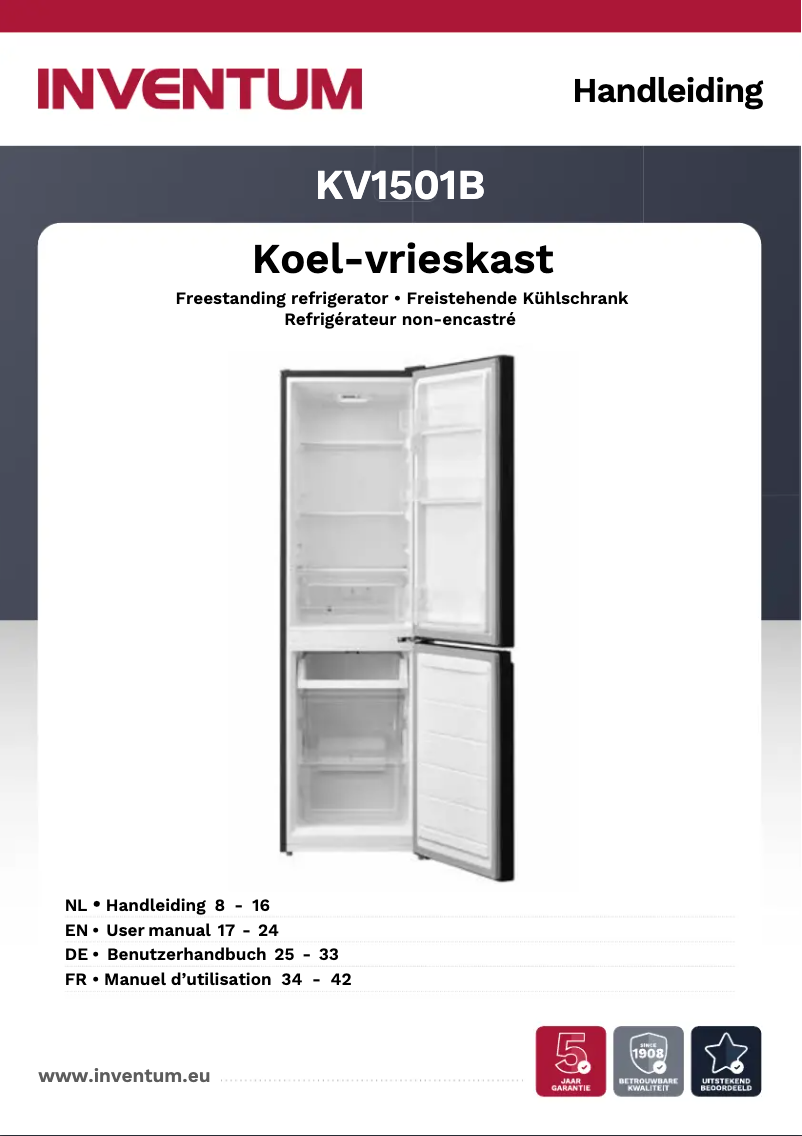 First page image of the manual for KV1501B