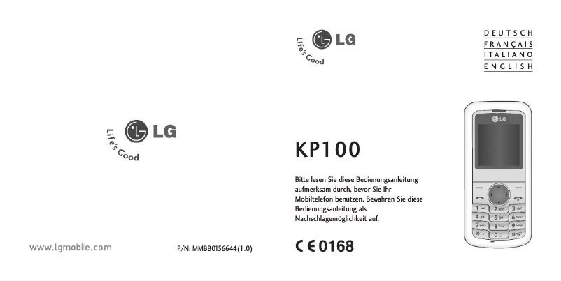 Page 1 de la notice Manuel utilisateur LG KP100