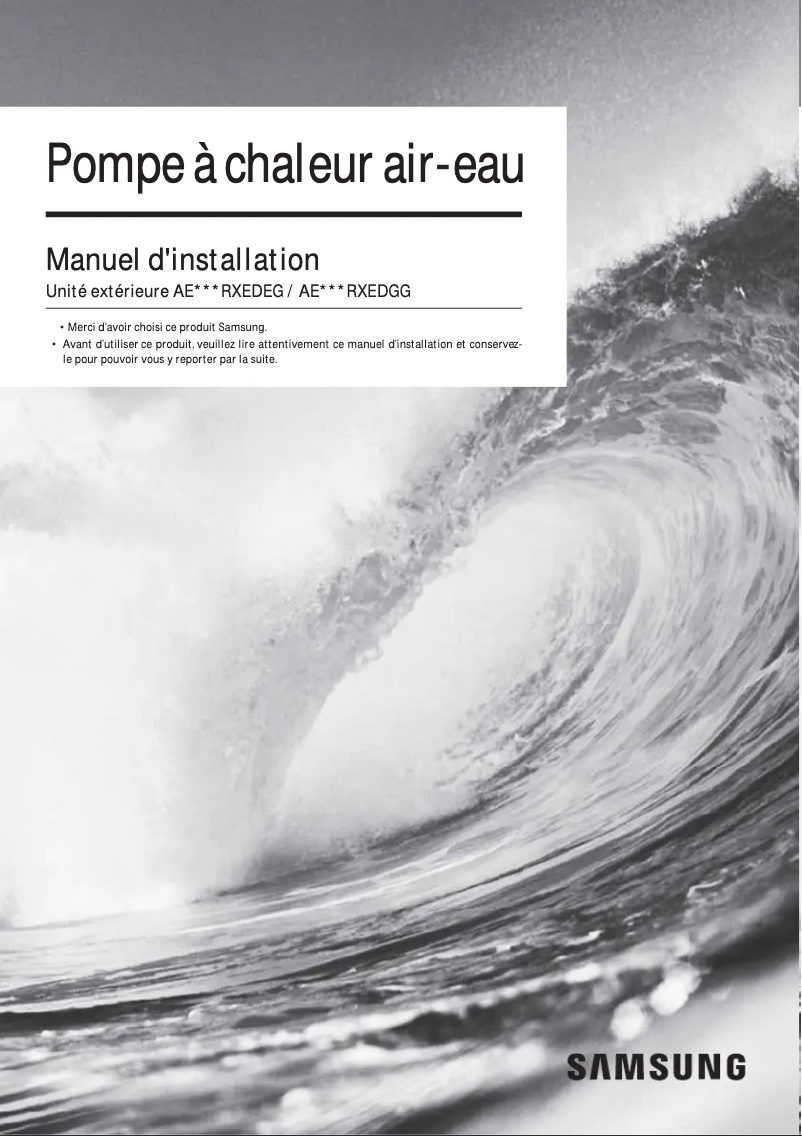 Page 1 de la notice Manuel utilisateur Samsung AE120RXYDGG