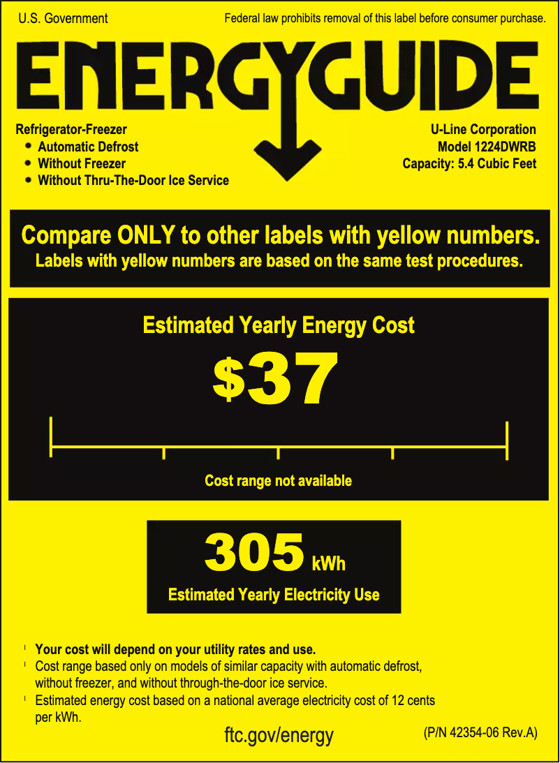 Page n°1 - Label énergétique U-Line U-1224DWR