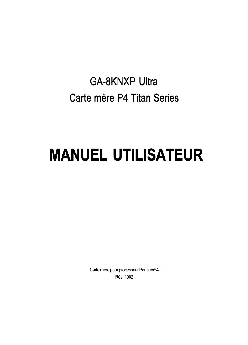 Image de la première page du manuel de l'appareil GA-8KNXP Ultra