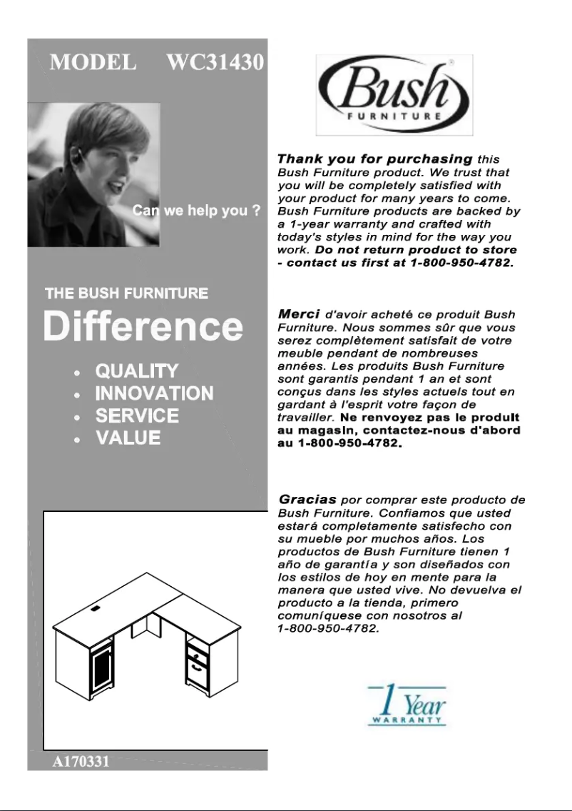 Page 1 de la notice Instructions / montage Bush Cabot WC31430-03K