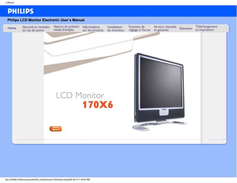 Image de la première page du manuel de l'appareil 170X6FW