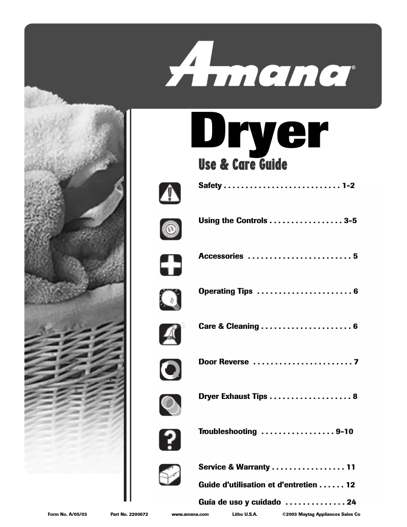 Page n°1 - Manuel utilisateur Amana NDE2330AYW