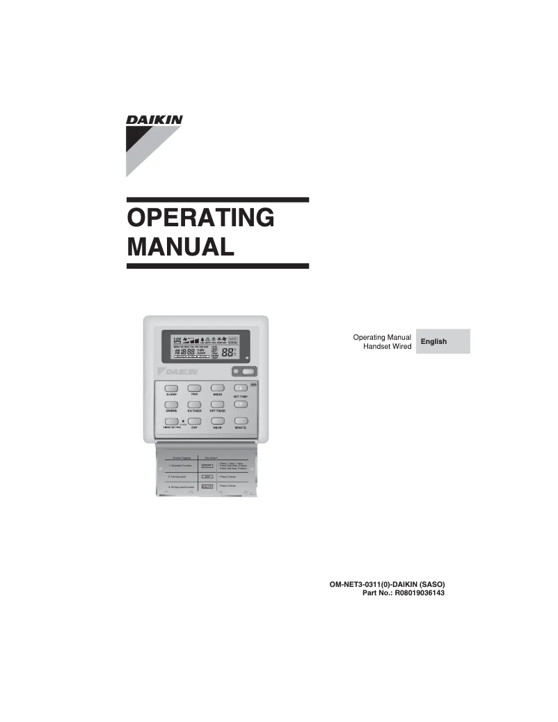 Page 1 de la notice Manuel utilisateur Daikin FDM30JEVLK