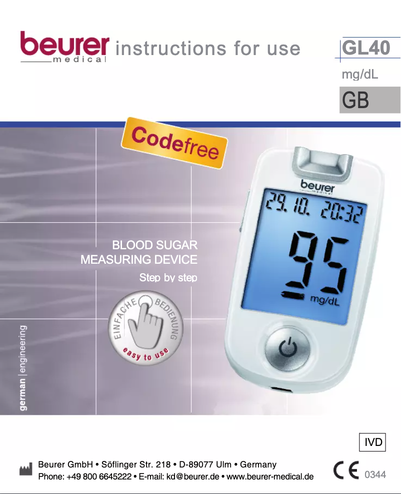 Image de la première page du manuel de l'appareil GL40