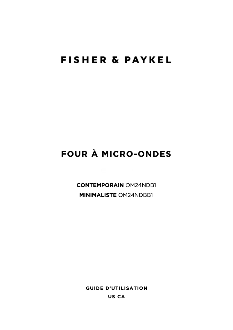 Page 1 de la notice Manuel utilisateur Fisher & Paykel OM24NDB1