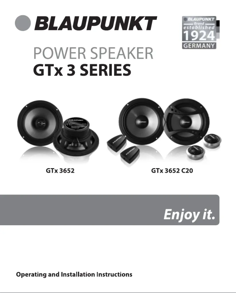 Page n°1 - Manuel utilisateur Blaupunkt GTx 2652 C20