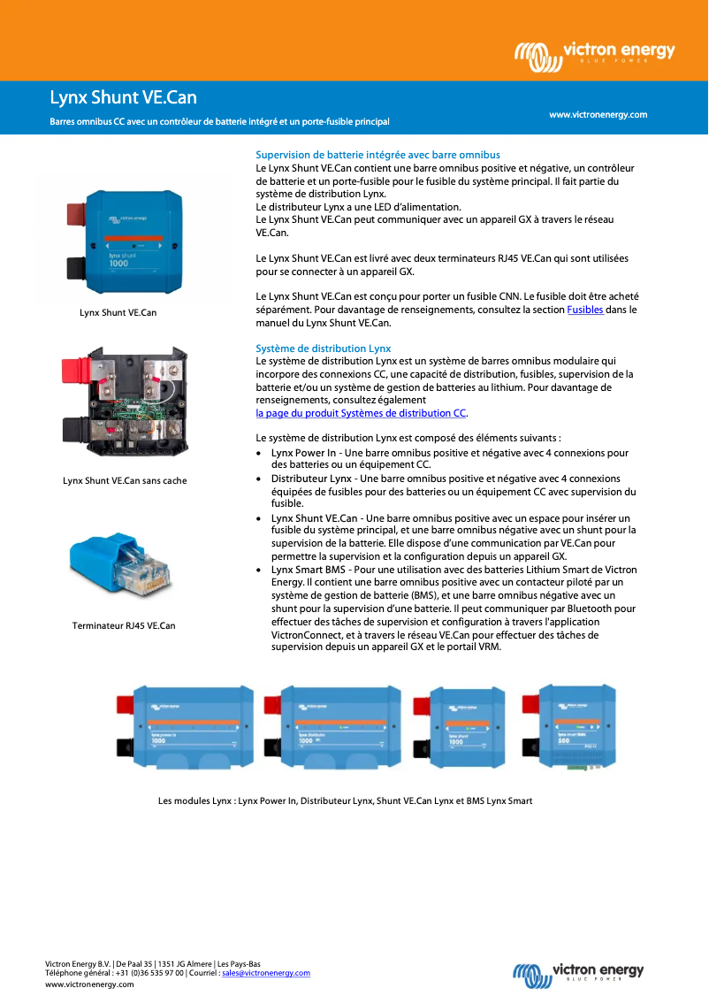 Image de la première page du manuel de l'appareil Lynx Shunt VE.Can