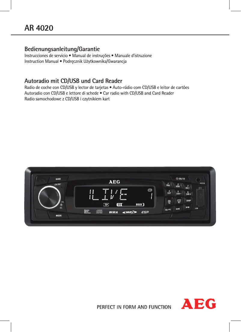 Page 1 de la notice Manuel utilisateur AEG AR 4020