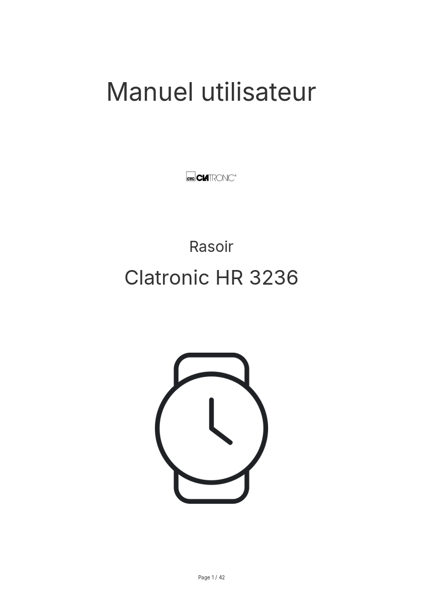 Page n°1 - Manuel utilisateur Clatronic HR 3236