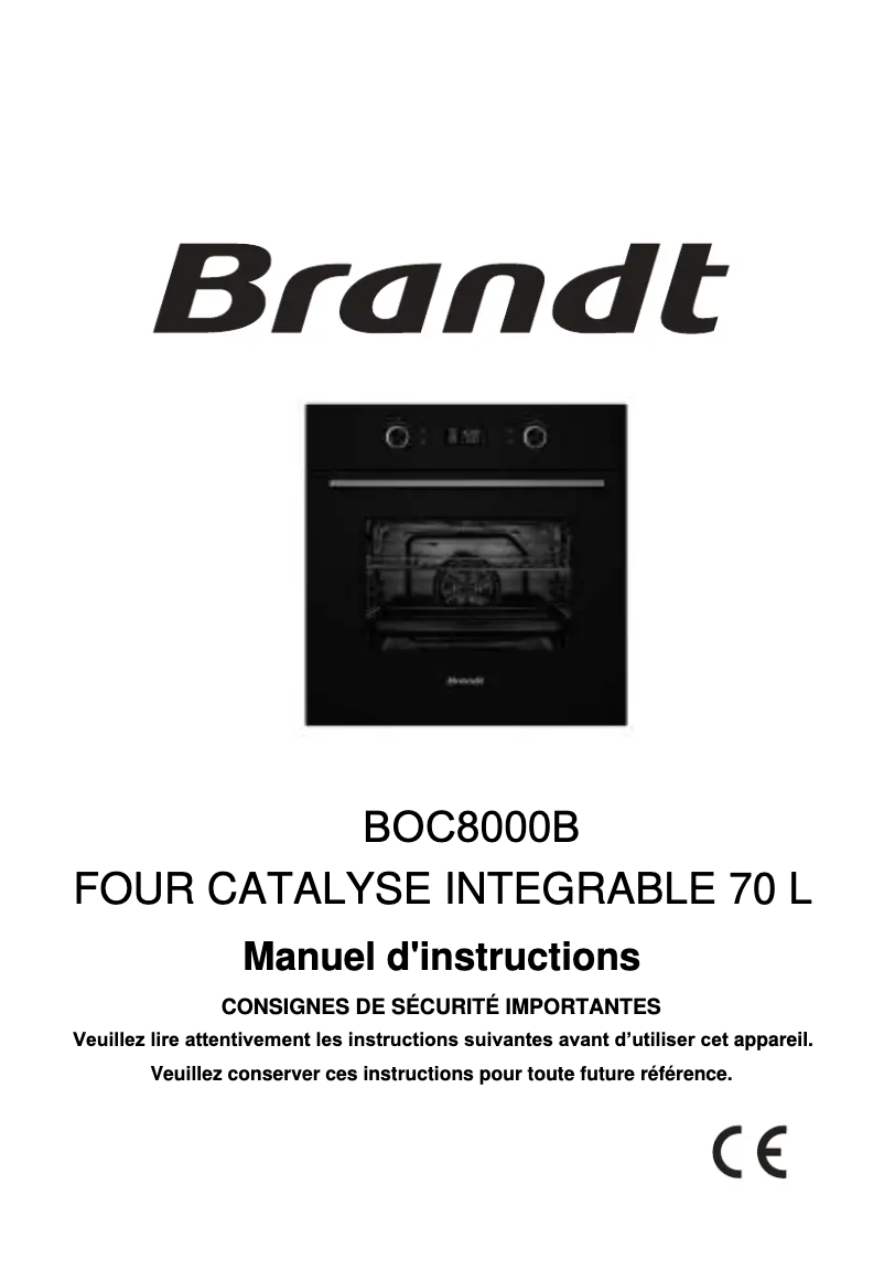 Page 1 de la notice Manuel utilisateur Brandt BOC8000B