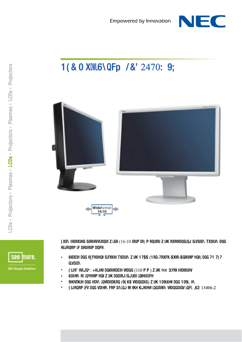 Page 1 de la notice Fiche technique NEC MultiSync LCD2470WVX