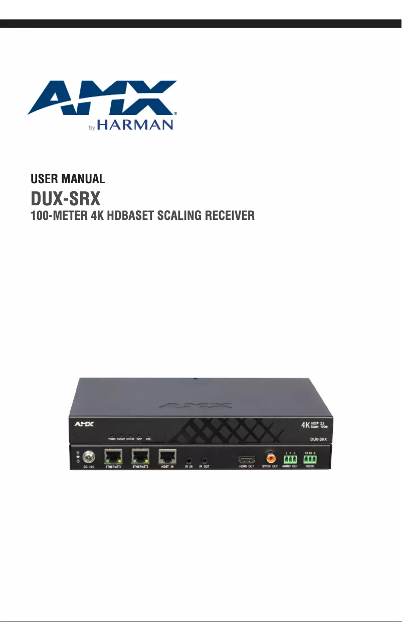 Page n°1 - Manuel utilisateur AMX DUX-SRX