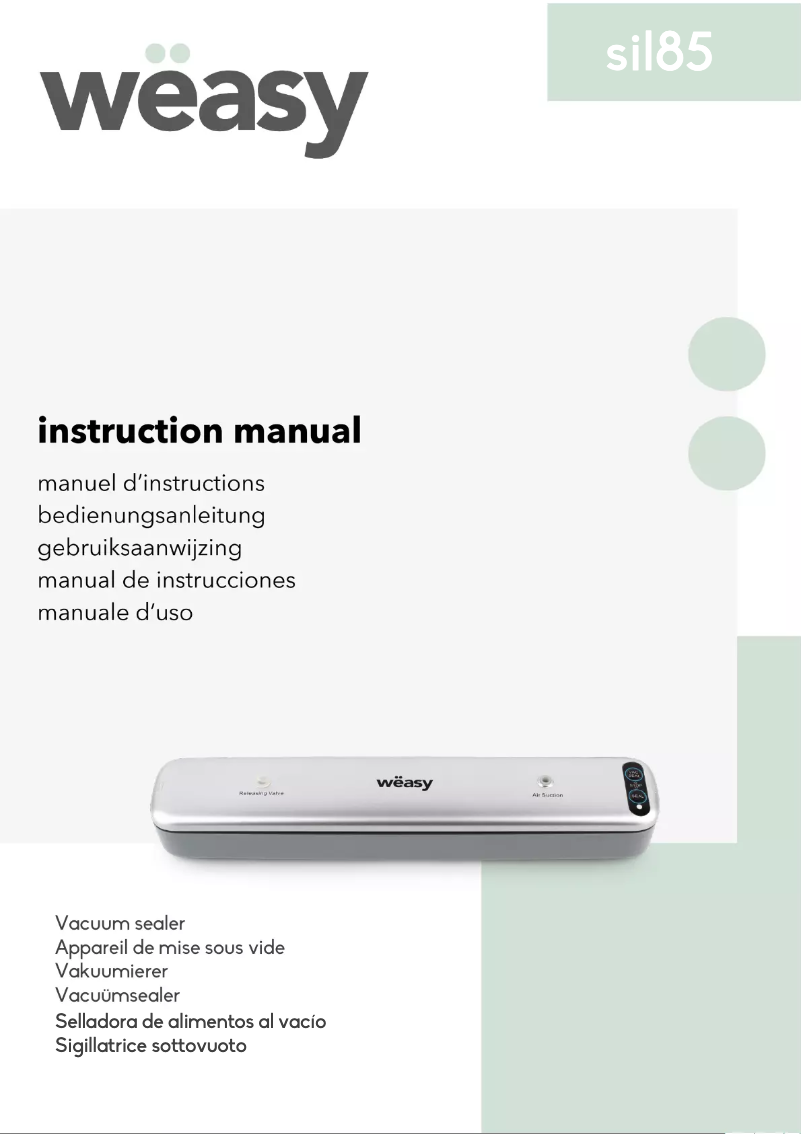Page 1 de la notice Manuel utilisateur Wëasy SIL85